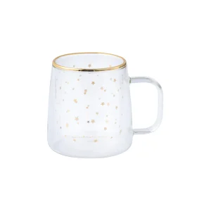 Taza Doble Vidrio Estrellas Doradas 250 ml