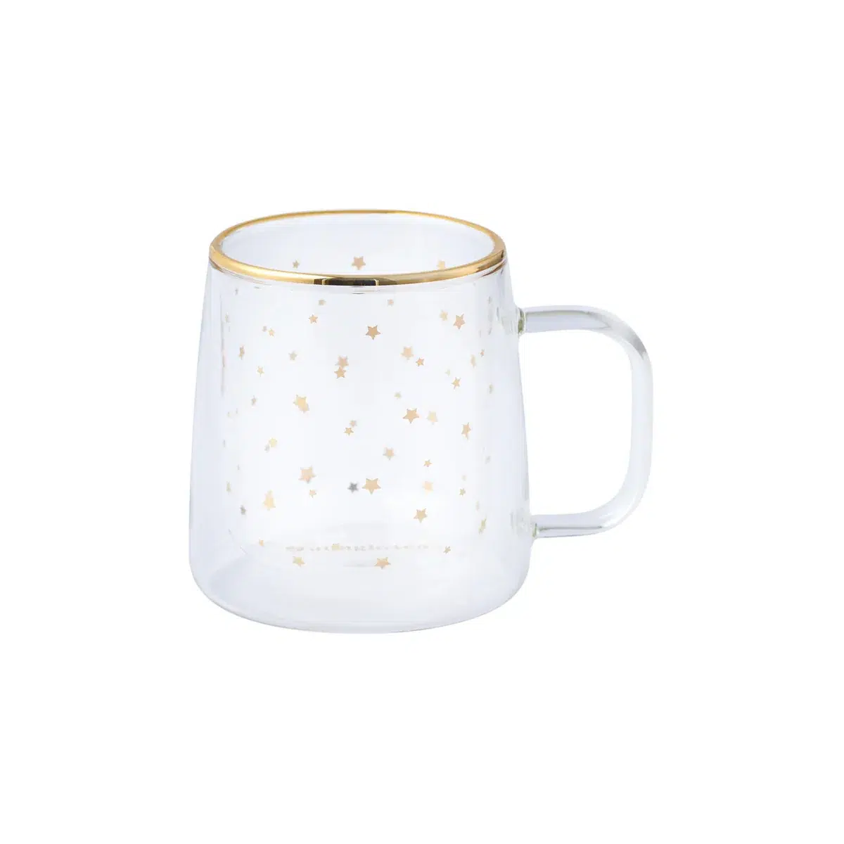 Taza Doble Vidrio Estrellas Doradas 250 ml